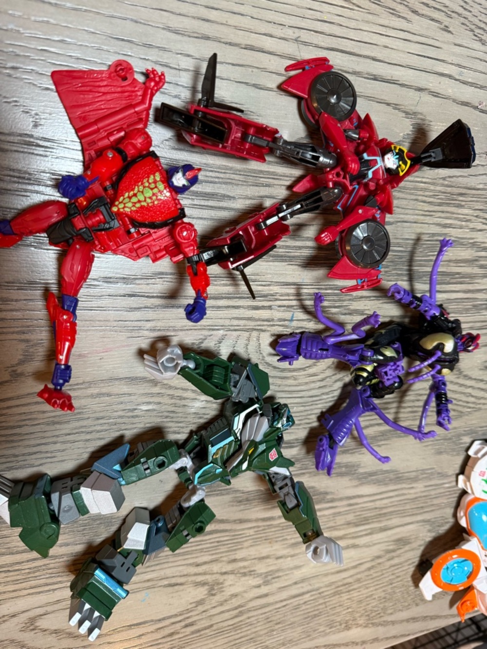 Transformer Robot Action Figures Set - Red, Purple, Green